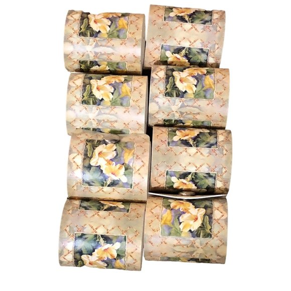 Vintage Keller-Charles Napkin Rings Set of 8 Used Floral Made in Italy - Picture 14 of 15